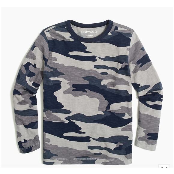 NWT J. Crew Boys' Blue and Grey Long-Sleeve Camouflage Tee - SIZE 2 - Picture 9 of 9